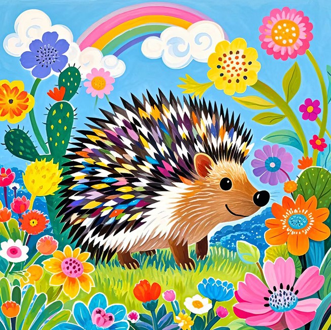 Mozaika diamentowa - Jeż, 20x20 cm, pełne wypełnienie