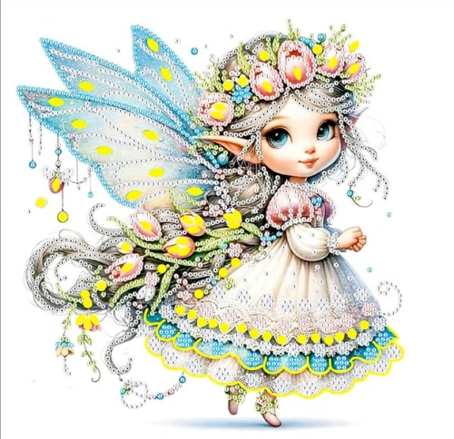 Алмазная мозаика - Фея, 20х20 см, частичая выкладка