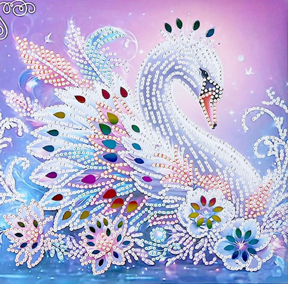 Diamantmosaik - Schwan, 20x20, partielle Auslage