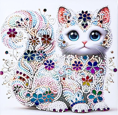 Алмазная мозаика - Кот, 20х20, частичная выкладка