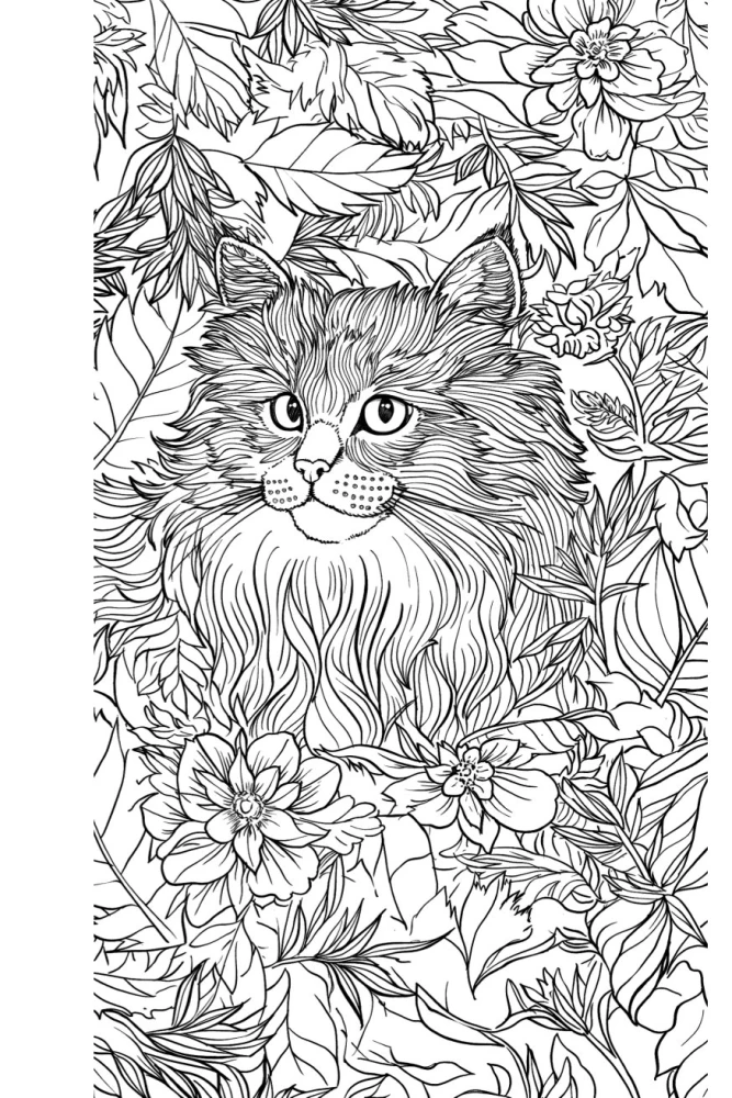 Котики в волшебном саду. Раскраска - антистресс