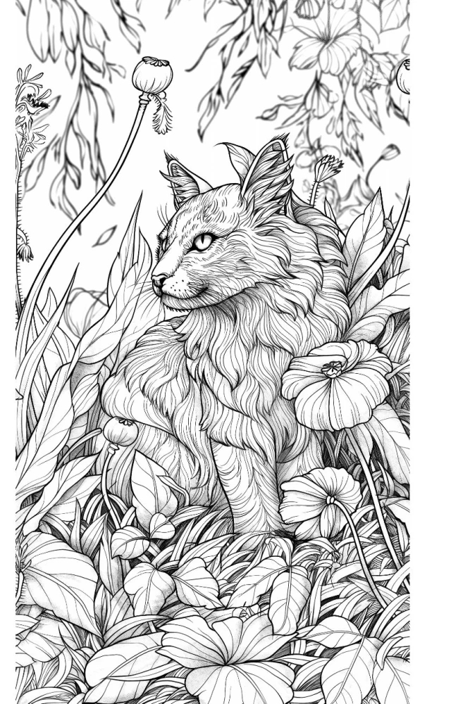 Котики в волшебном саду. Раскраска - антистресс