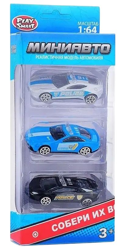 Set of cars - Police 1:64, 3 pcs