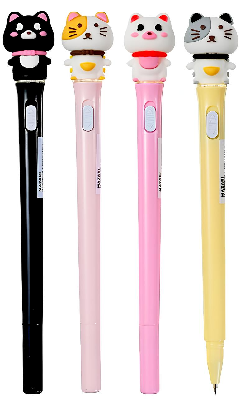 Ручка шариковая с подсветкой - Кошечка, синяя, в ассортименте