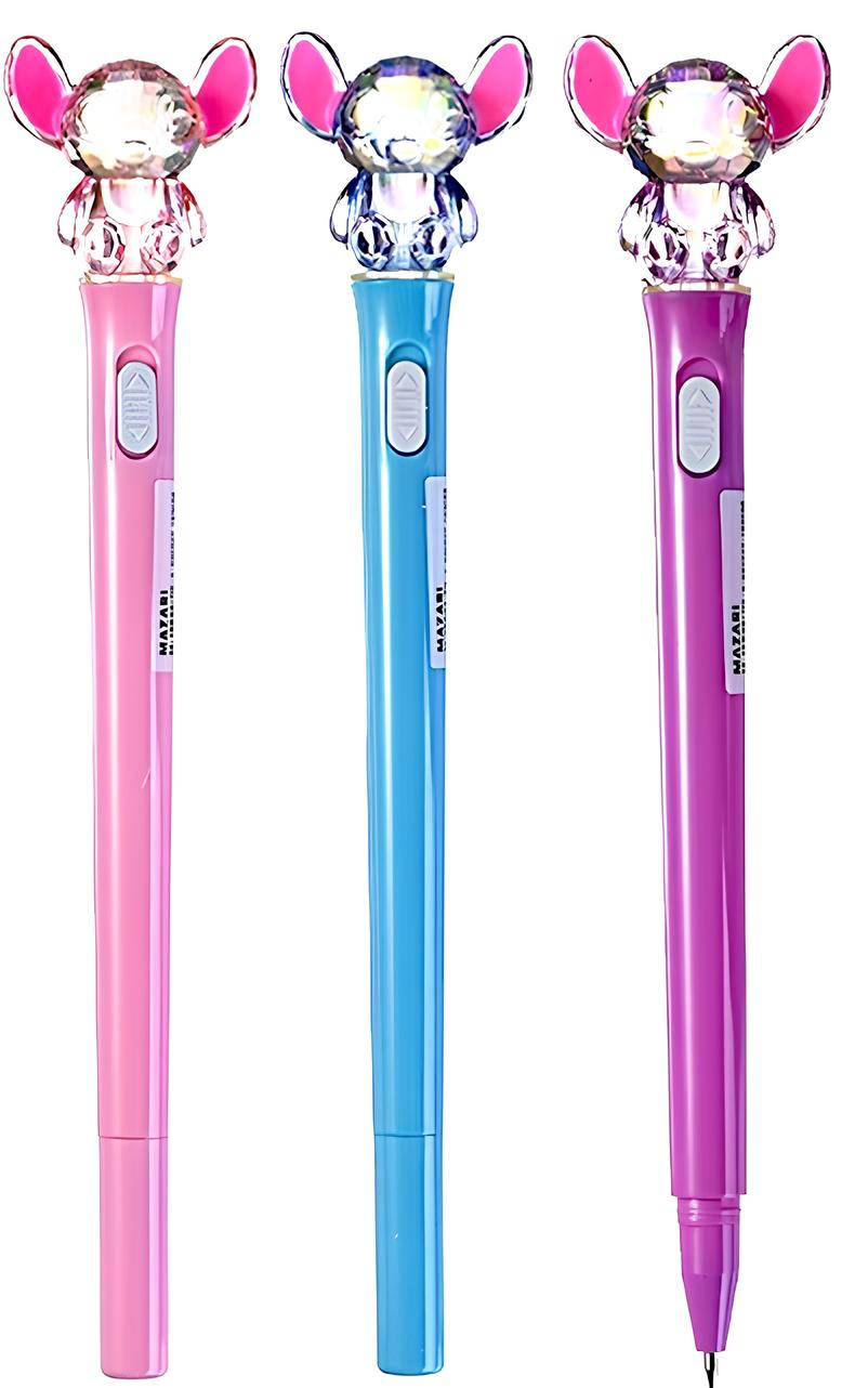 Ручка шариковая с подсветкой - Ушастик, синяя, в ассортименте