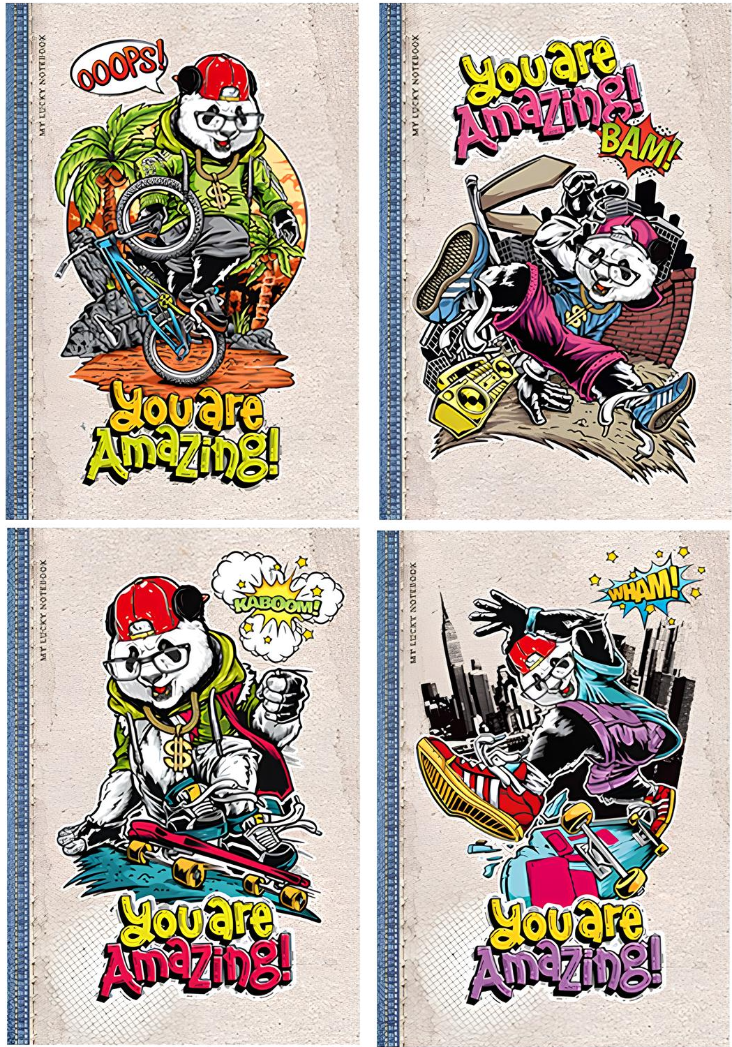 Notebook - Panda, 64 sheets, assorted