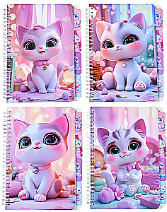 Notizbuch - Katze, 60 Blatt, liniert, in assortierten Farben