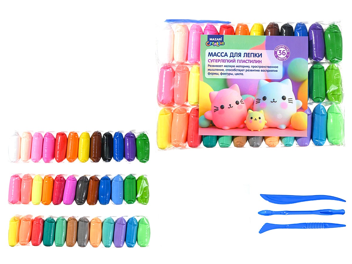 Superlengvas plastilinas, 36 spalvų