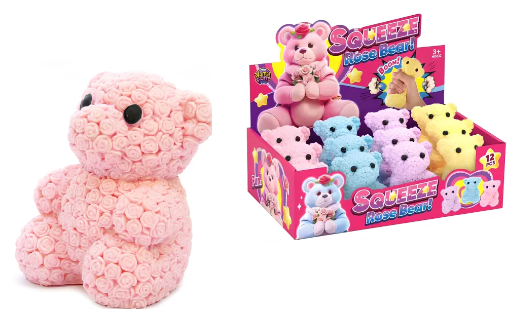 Stressabbau-Spielzeug - Rosenbär, in verschiedenen Ausführungen