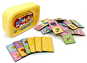 Domino w plastikowym pudełku. Czyj maluch? 28 dwustronnych pionków