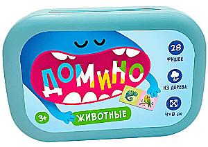 Domino w plastikowym pudełku. Zwierzęta. 28 dwustronnych elementów