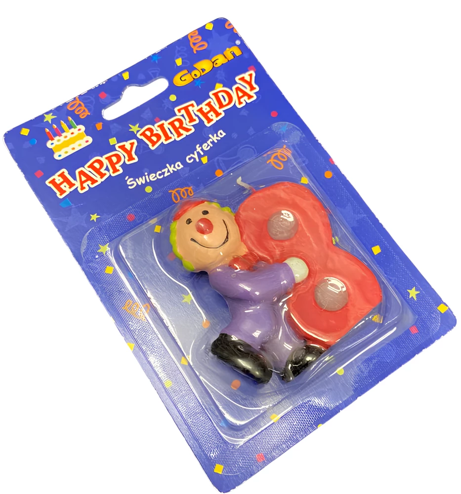 Cake Candle - Clown, Number 8