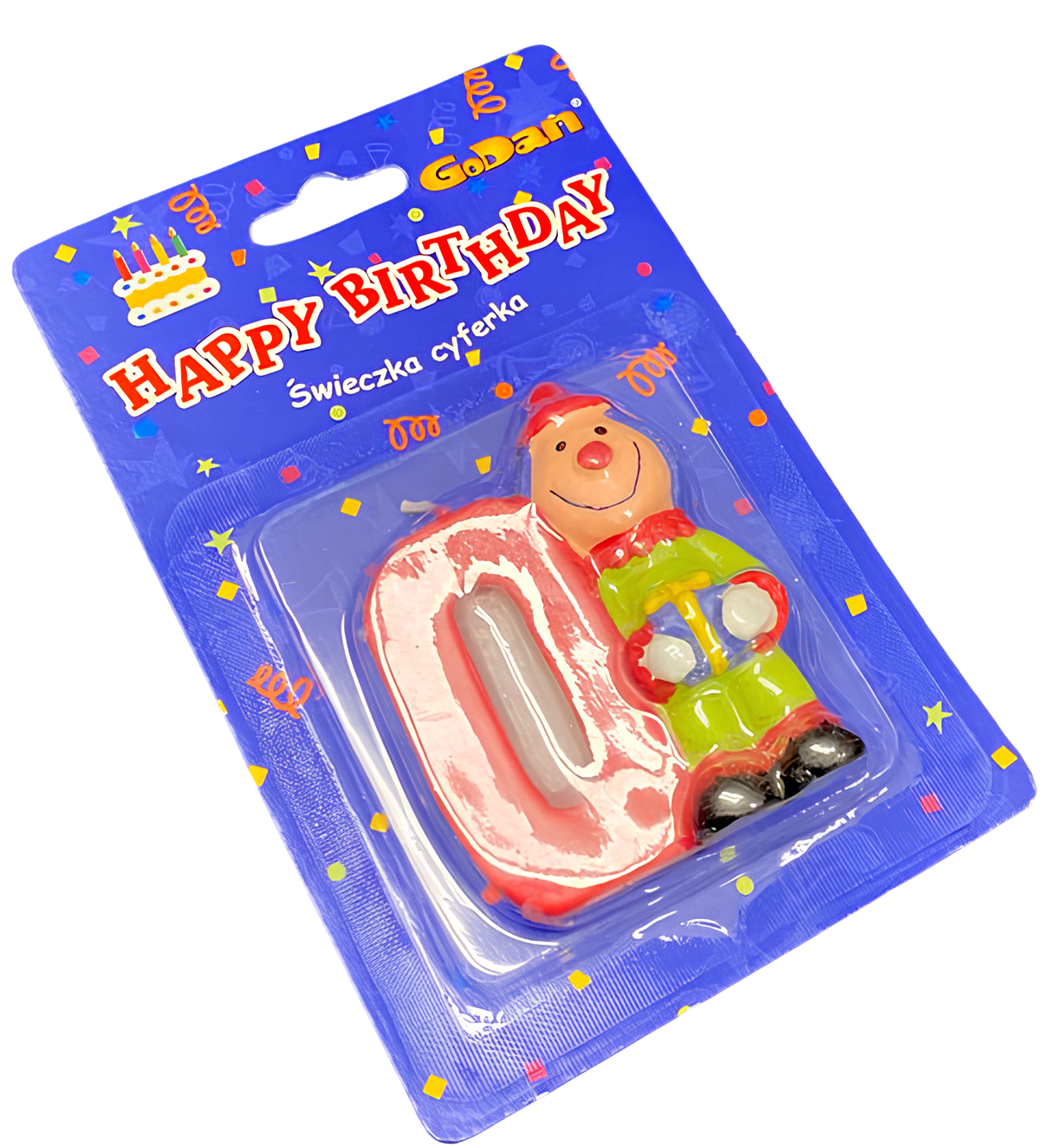 Świeca na tort - Klaun, cyfra 0