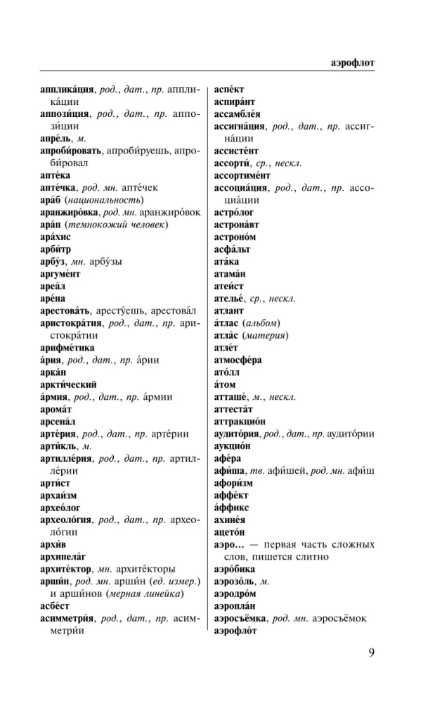 Ortopēdiskā krievu valodas vārdnīca tiem, kas mācas