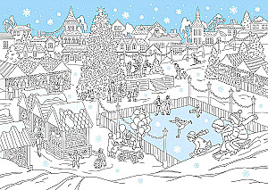 Senelio Kalėdų Senelio namelis: plakatų spalvinimo knyga