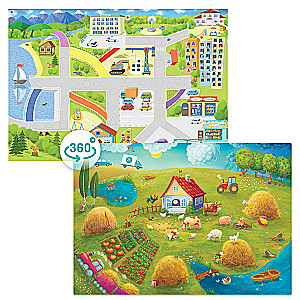 Игровой двусторонний коврик для развития речи. Деревня/Город