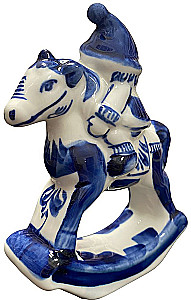 Figūrėlė - Senis Šalčys ant arkliuko, gželis