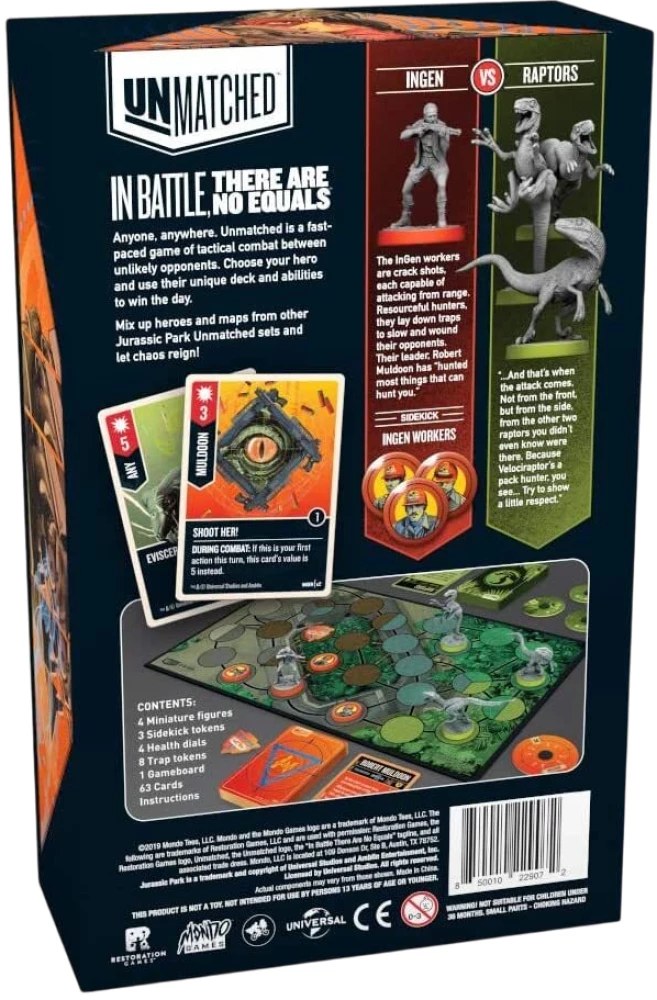 Stalo žaidimas - Unmatched. Jurassiko parkas. InGen vs Raptorai + taisyklės lietuvių kalba