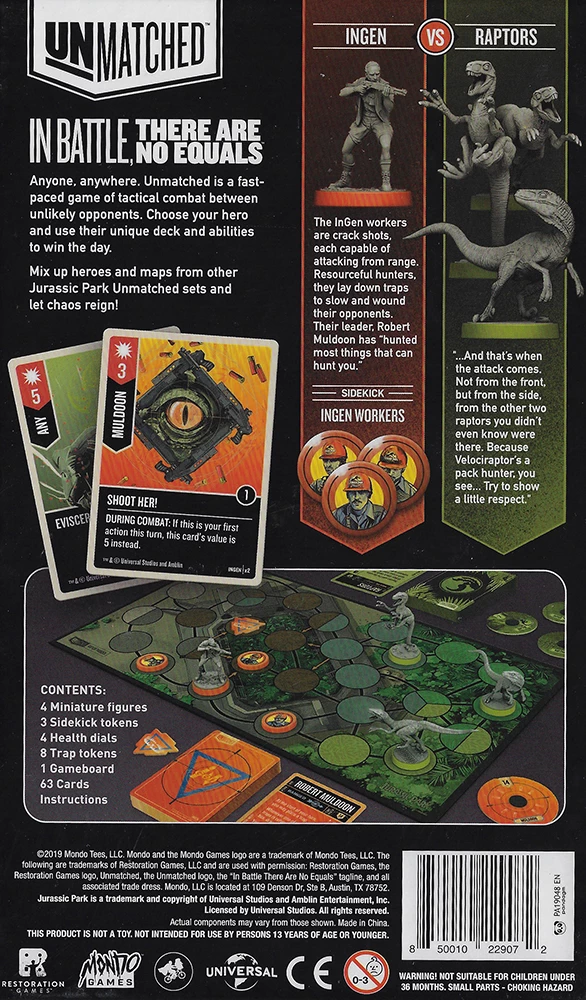 Stalo žaidimas - Unmatched. Jurassiko parkas. InGen vs Raptorai + taisyklės lietuvių kalba