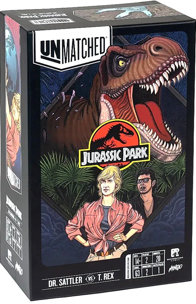 Stalo žaidimas - Unmatched. Jurassic Park. Dr. Sattler vs T. Rex + taisyklės lietuvių kalba