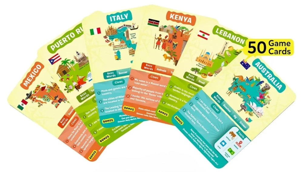 Stalo žaidimas - Atspėk per 10. Pasaulio šalys (anglų kalba)