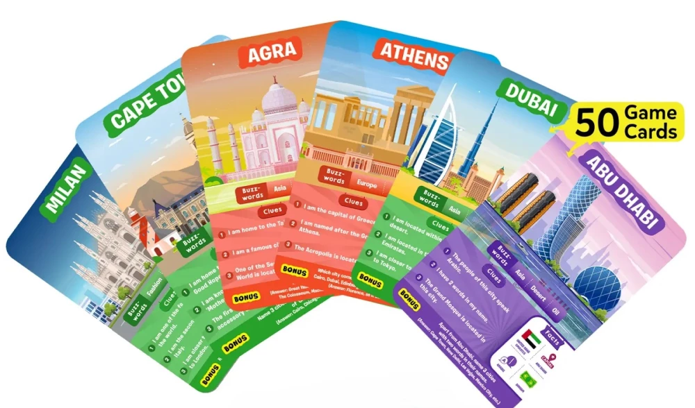 Stalo žaidimas - Atspėk per 10. Miestai aplink pasaulį (anglų kalba)