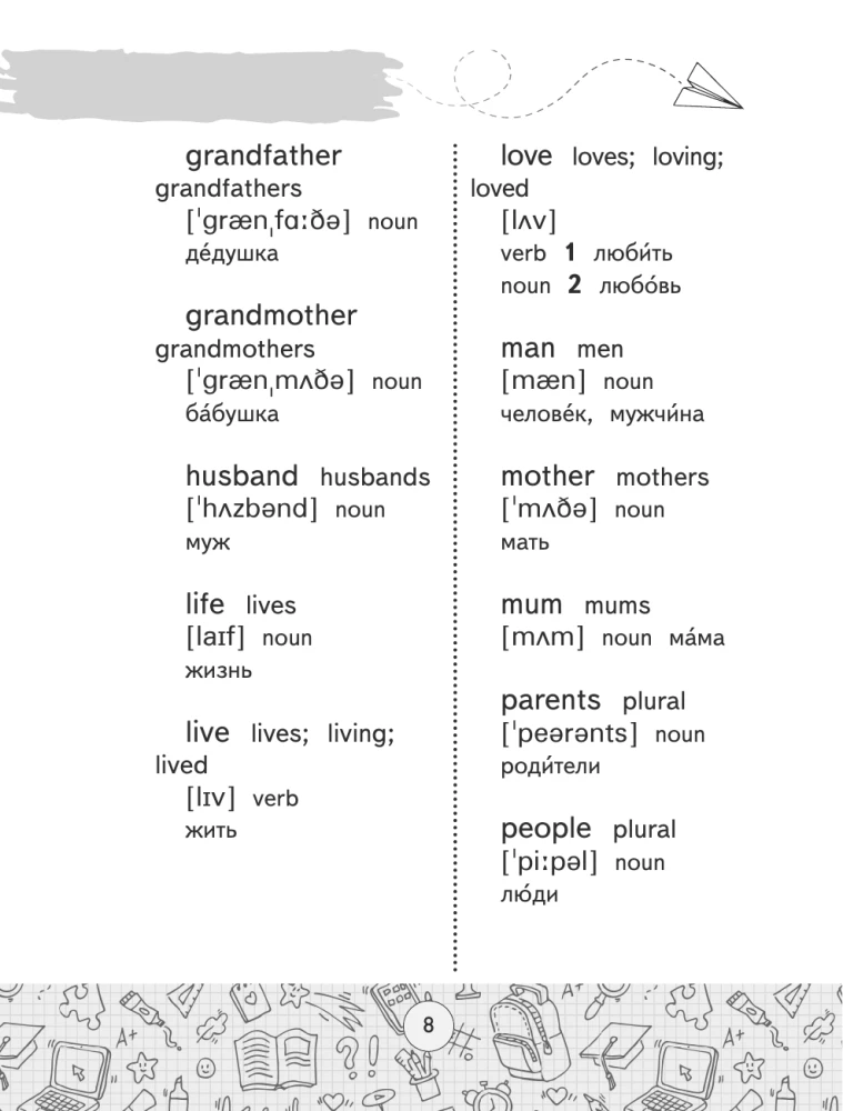 Angļu-krievu krievu-angļu vārdnīca ar divpusēju transkripciju. 2–4 klase