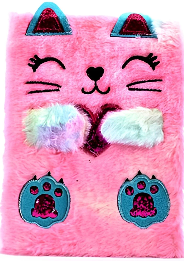 Puszysty notes A5 - Kot, różowy