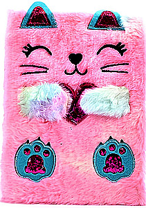 Puszysty notes A5 - Kot, różowy