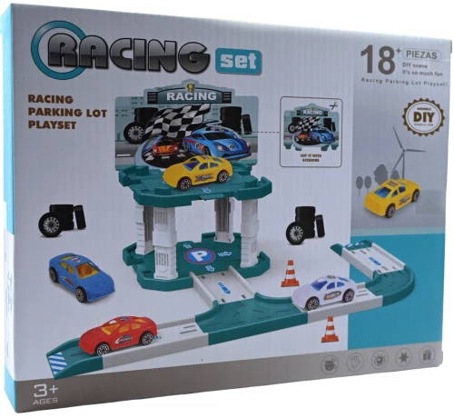 Garage parking set with a ramp for cars