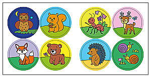 Krāsojamā grāmata mazajiem ar uzlīmēm. Mežā