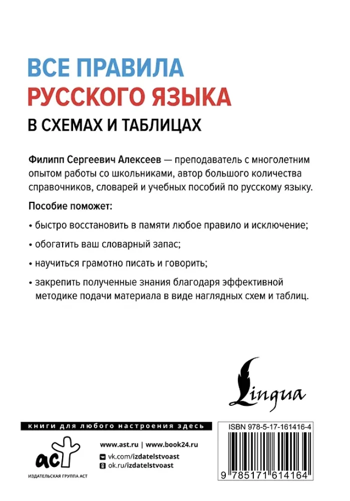 Visi krievu valodas noteikumi shēmās un tabulās