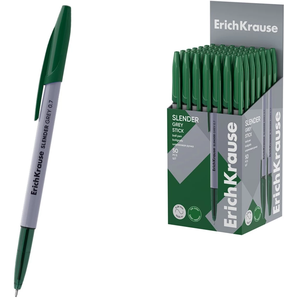 Ballpoint Pen - Slender Stick Grey, green