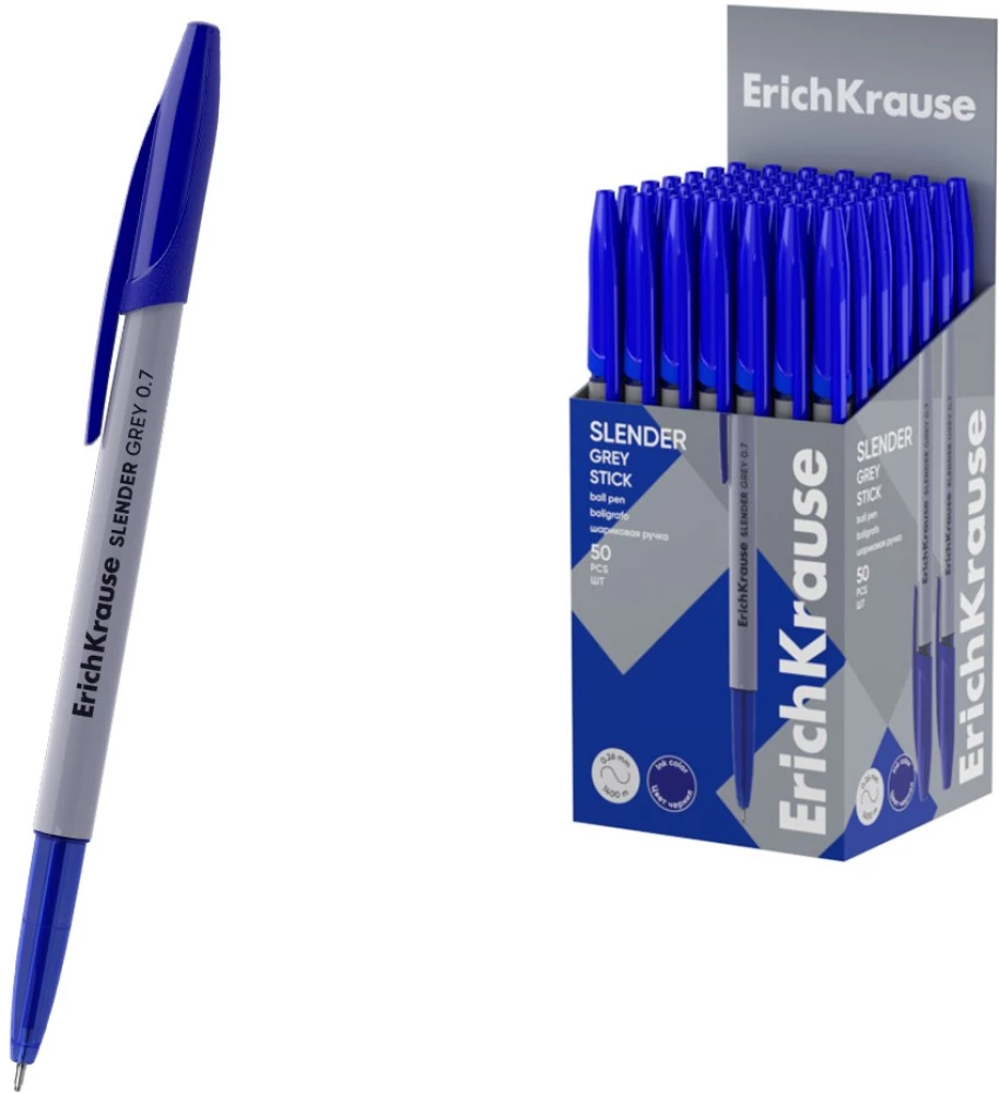 Ballpoint Pen - Slender Stick Grey, Blue