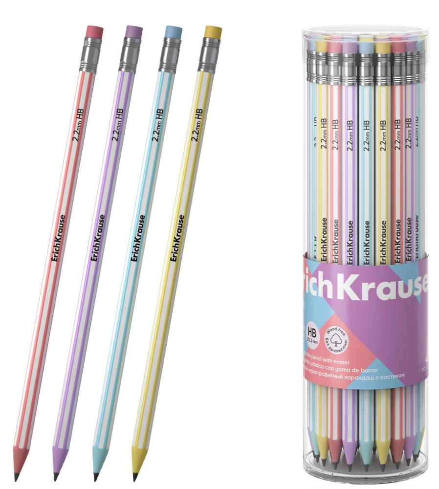 Ołówek grafitowy z gumką - Blend, sześciokątny, w asortymencie