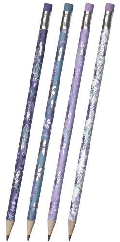 Ołówek grafitowy - Lavender, trójkątny, z gumką, w asortymencie
