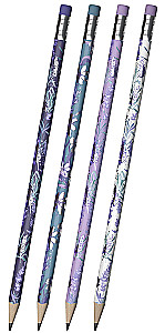 Ołówek grafitowy - Lavender, trójkątny, z gumką, w asortymencie