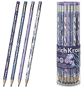 Ołówek grafitowy - Lavender, trójkątny, z gumką, w asortymencie