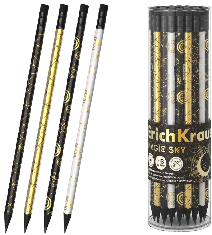 Ołówek grafitowy - Magic Sky, trójkątny, z gumką, w asortymencie
