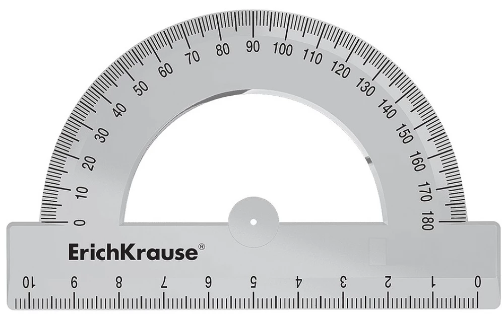 ErichKrause Clear Plastic Protractor, 180°/10cm, Transparent