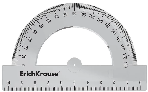 ErichKrause Clear Plastic Protractor, 180°/10cm, Transparent