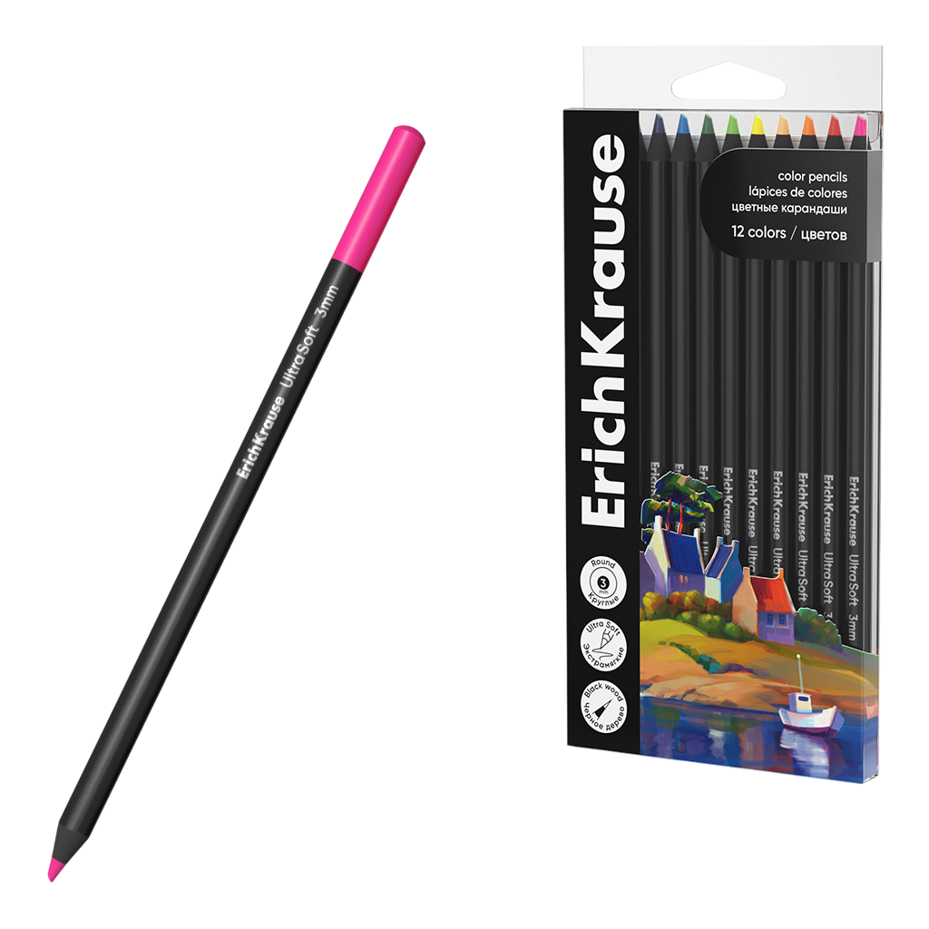 Colored wooden pencils ErichKrause Art Spirit round, 12 colors