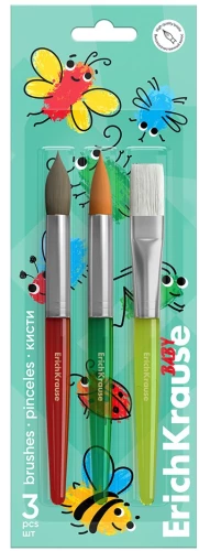 ErichKrause Baby Brushes for Creativity, Synthetic and Pony 3 Pieces
