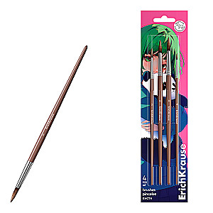 ErichKrause Panda Hugs Brushes for Watercolor and Gouache, Pony, 4 Pieces