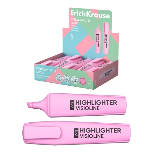 Highlighter ErichKrause Visioline V-12 Pastel, ink color - pink