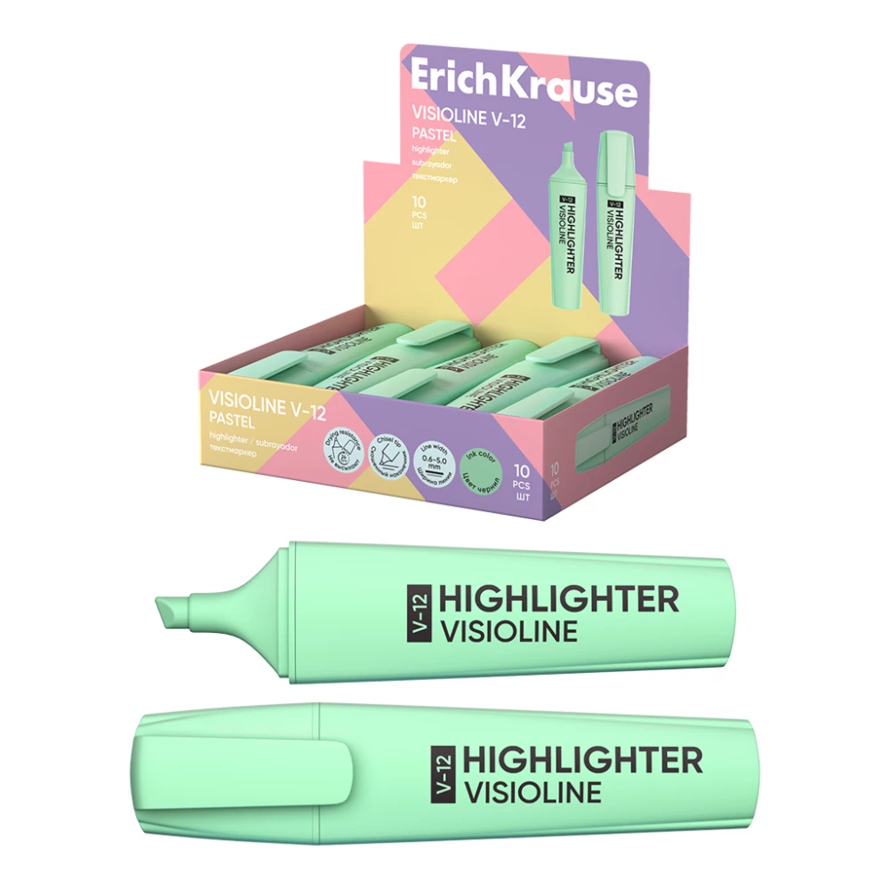 Highlighter ErichKrause Visioline V-12 Pastel, ink color - green