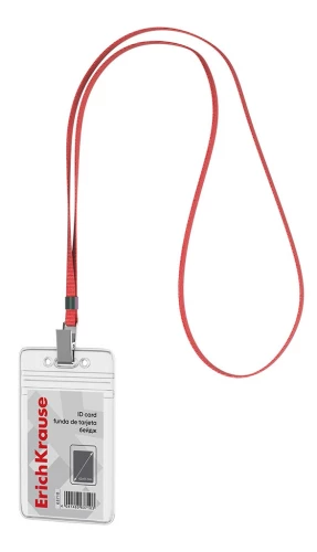 Vertical badge included with a ribbon, ribbon color - red