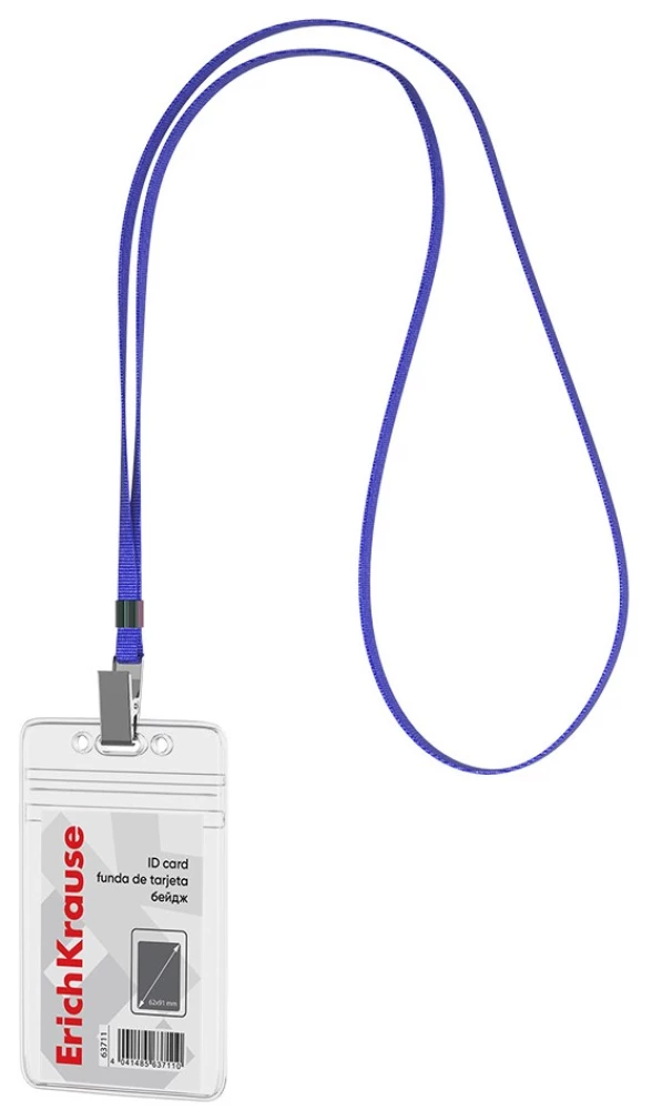 Vertical badge with ribbon, ribbon color - blue