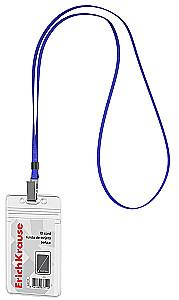 Vertical badge with ribbon, ribbon color - blue