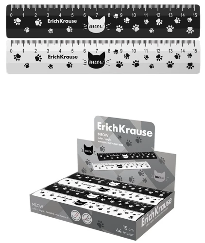 ErichKrause Meow Plastic Ruler, 15cm, Assorted